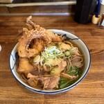 たき山 - つったい肉蕎麦大盛+ゲソ天