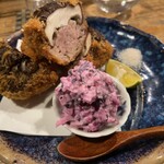 にほん酒と肴 酔音 - 椎茸肉詰めフライ・柴漬けタルタルソース