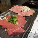 炭火焼肉 にく式 - ハツ刺し　タン刺し