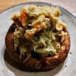 はし本 - .....五品目　加東市の椎茸　香住の松葉蟹　蟹の甲羅の出汁　寒天.....