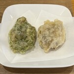 手打ちうどん 上を向いて - ハーフかしわ天