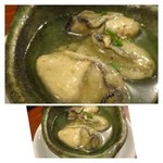 oro - 牡蠣のスモーク(480円）・・大ぶりの牡蠣が4個入っています。オリーブオイルの風味もいいですね。
