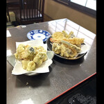 そば処 梅の花 - 天ぷら　下仁田ねぎ（ハーフサイズ）　一人盛り　　byまみこまみこ