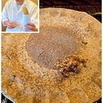 鎌倉 北じま - お皿は魯山人 備前焼き