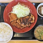 かつや - 料理写真:トンテキとチキンカツ定食（ご飯大盛り）＆ おろしポン酢