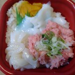 海鮮　彩り　どん太 瑞江店 - いつもは特盛り(シャリ、ネタともに大盛り)にしているから、シャリだけ大盛りだとネタの量がいかにいつも多いのかがよくわかるなぁ…｡次回はまた特盛りにしよう。