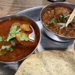 エリックサウス - （左）エリックチキンカレー（右）マトンキーマ