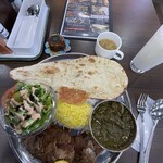 アリーズ・ケバブ - ナンとライスの間にいるもの、ナンの破片と思ったら香ばしい別物、美味しい、名前不明