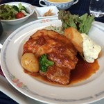 レストラン レジーナ - 日替りのＡランチ：ポークシチューと鱈のフリッター