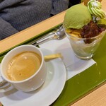 清月堂本店 - 抹茶ミニパフェコーヒーセット(1,540円)
