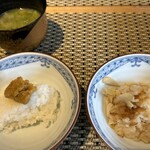 輪久 - 蕗味噌ごはんとたけのこごはん　おかわりもできるし、2種類とも食べたいというわがままにも応えてくれます
