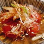 月島もんじゃ こぼれや - 冷製トマトの京風出汁浸し