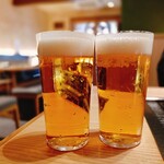 月島もんじゃ こぼれや - エビス生ビール