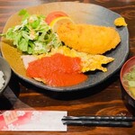 焼酎 創作鉄板焼 一期一会 - 日替わりランチ1,000円 豚肉のピカタとささみチキンカツ(コーヒーセルフサービス、お味噌汁おかわり無料)