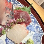 銀座 青天 - 高級お刺身盛り合わせ（鯛・しまあじ・赤身）（福岡県 長浜市場）