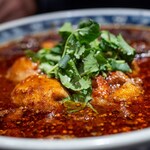 中國菜 雲蓉 - 2026.2 水煮肚包肉（羊の腹脂で火鍋の素を作って、羊肉団子の羊ミノ包み、羊うちもも肉薄切り、調布産朝採れタアサイを煮込んで）