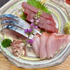 浅草 ASA虎 - 刺身三点盛り、しめ鯖、マグロ赤身、金目鯛