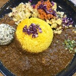 ホールスパイスカレー青藍 - スパイシーチキンカレーＺ定食、春菊ポテトサラダ