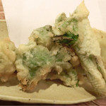 原始焼 まる秀 - 菜の花の天ぷら（サービス）