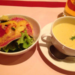 Ristorante Sasaki - セットのサラダとコーンスープ