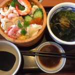 Washoku Sato - 季節の海鮮ちらし990円に+100円で赤出汁をお蕎麦に変更