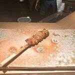 炭割烹 新谷 - 熊野地鶏のはらみ