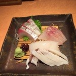 函館海鮮 漁火 千駄ヶ谷店 - お造り三点盛り