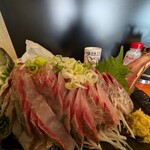 みやたや - 尺アジのお造り定食　生姜おろしたっぷり　ネギたっぷり