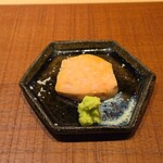 鮨　いの - あん肝　今日のベスト。ワサビとあまりに合う。ワサビをつけると甘味を感じて美味しい。