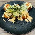 かんすけ - たこ焼き6個540円(一味マヨ)＋明太マヨ108円＋ねぎトッピング54円＝合計702円