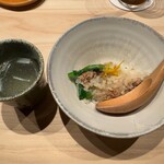 鳥さき而光 - つくねとにらの混ぜご飯