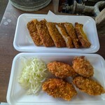 草津かき小屋 - がんす500円＋かきフライ500円