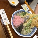 手打そば 満志粉 - とろろ海老天蕎麦