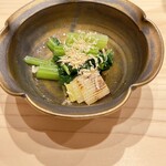 すしのいずみ - 小松菜と深谷ネギのお浸し