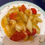 しんせらてぃ - 海老・長いも・クワイの蝦黄醤炒め