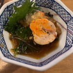 スタンドピース - あん肝ポン酢、食べてる途中、近影