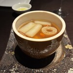 THE DINING シノワ唐紅花＆鉄板フレンチ蒔絵 - 真鱈と白子のスープ