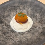 鮨 くりや川 - 金柑と塩のアイスとヨーグルト