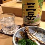 仲家寿司 - さつま芋焼酎三笠と鹿児島産ウルメイワシ