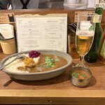 よすが舎 - 「週替り 」チェティナード風牛すじカレーライス大盛り【ミニカレー】「月替り」ポークビンダルー、ハートランド小鉢
