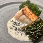 レストラン オオツ - ◆大内商店イシナギ かすみがうらキャヴィアのソース プチヴェール 揚げたカーボロネロ