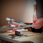 たかおか - キタ〜ッ！ちょっと涙ぐむような気分…。パチパチと脂が焼けていく音もご馳走。