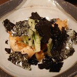 魚菜酒蔵 だいがく - 但馬鶏の炙りわさび和え