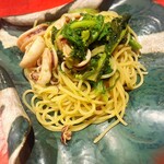 tent - 菜の花とイカの柚子味噌アーリオオーリオ