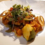 abc kitchen - sauteed organic chicken jimmy nardello peppers, blistered cherry tomatoes, mushrooms and garlic wine