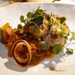 abc kitchen - sauteed organic chicken jimmy nardello peppers, blistered cherry tomatoes, mushrooms and garlic wine