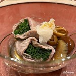 御料理 寺沢 - 奥州牛のしゃぶしゃぶ肉の鴨頭葱巻