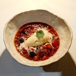 abc kitchen - summer red fruit soup, lavender ice cream