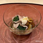 御料理 寺沢 - 奥州牛のしゃぶしゃぶ肉の鴨頭葱巻