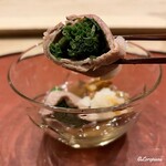 御料理 寺沢 - 奥州牛のしゃぶしゃぶ肉の鴨頭葱巻